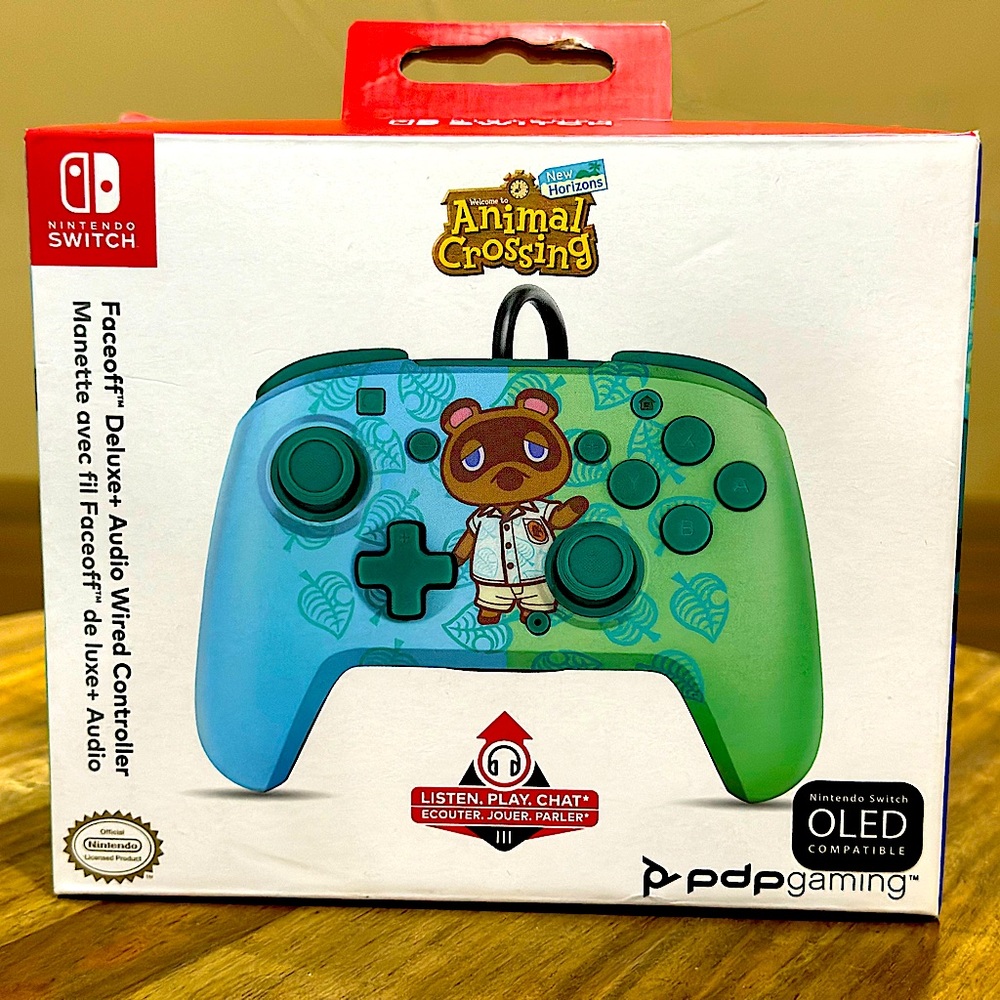 Nintendo Switch PDP Faceoff Deluxe+ Audio Wired Controller Animal Crossing NWT